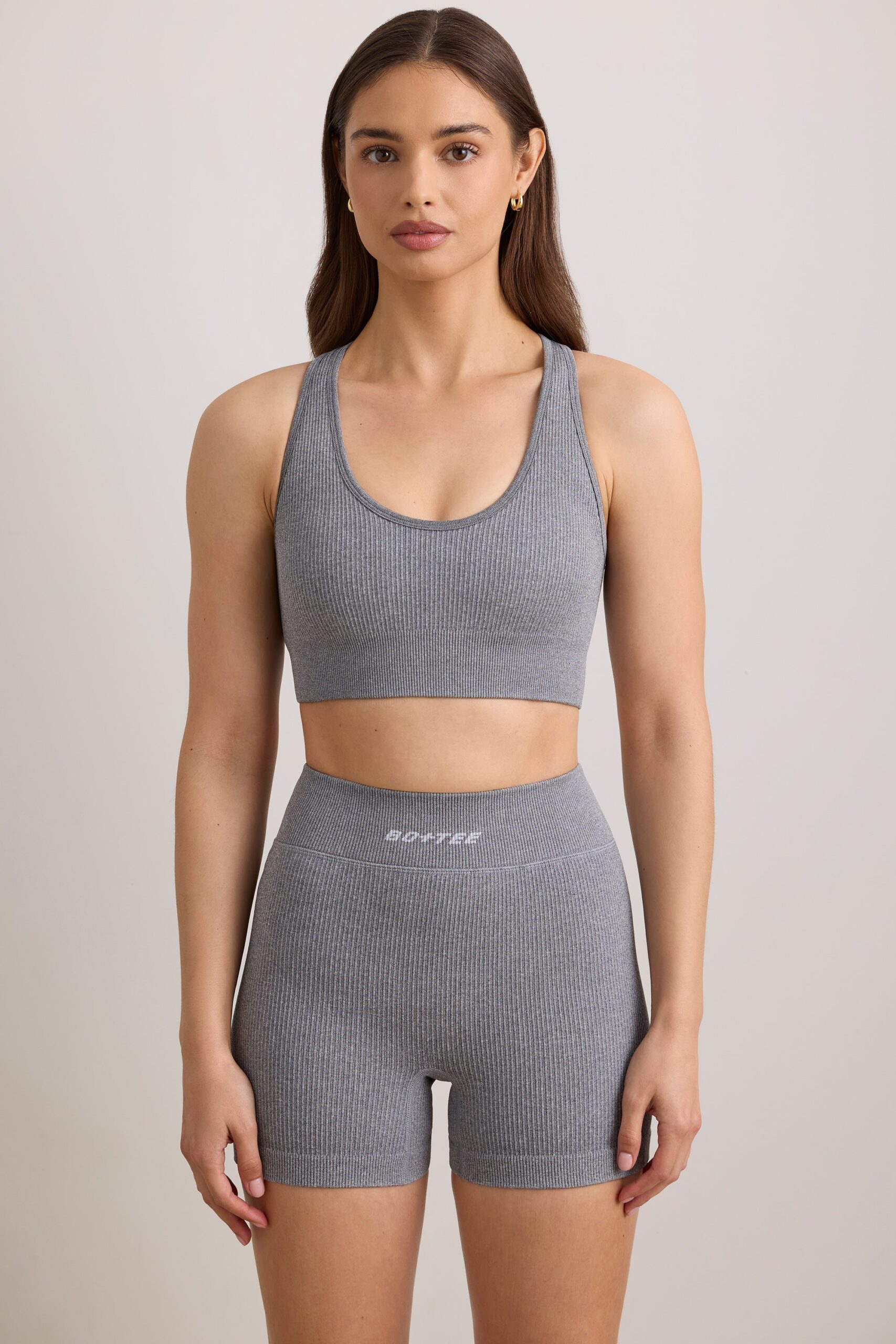 FlexiRib Mini Shorts in Grey Melange - Image 7
