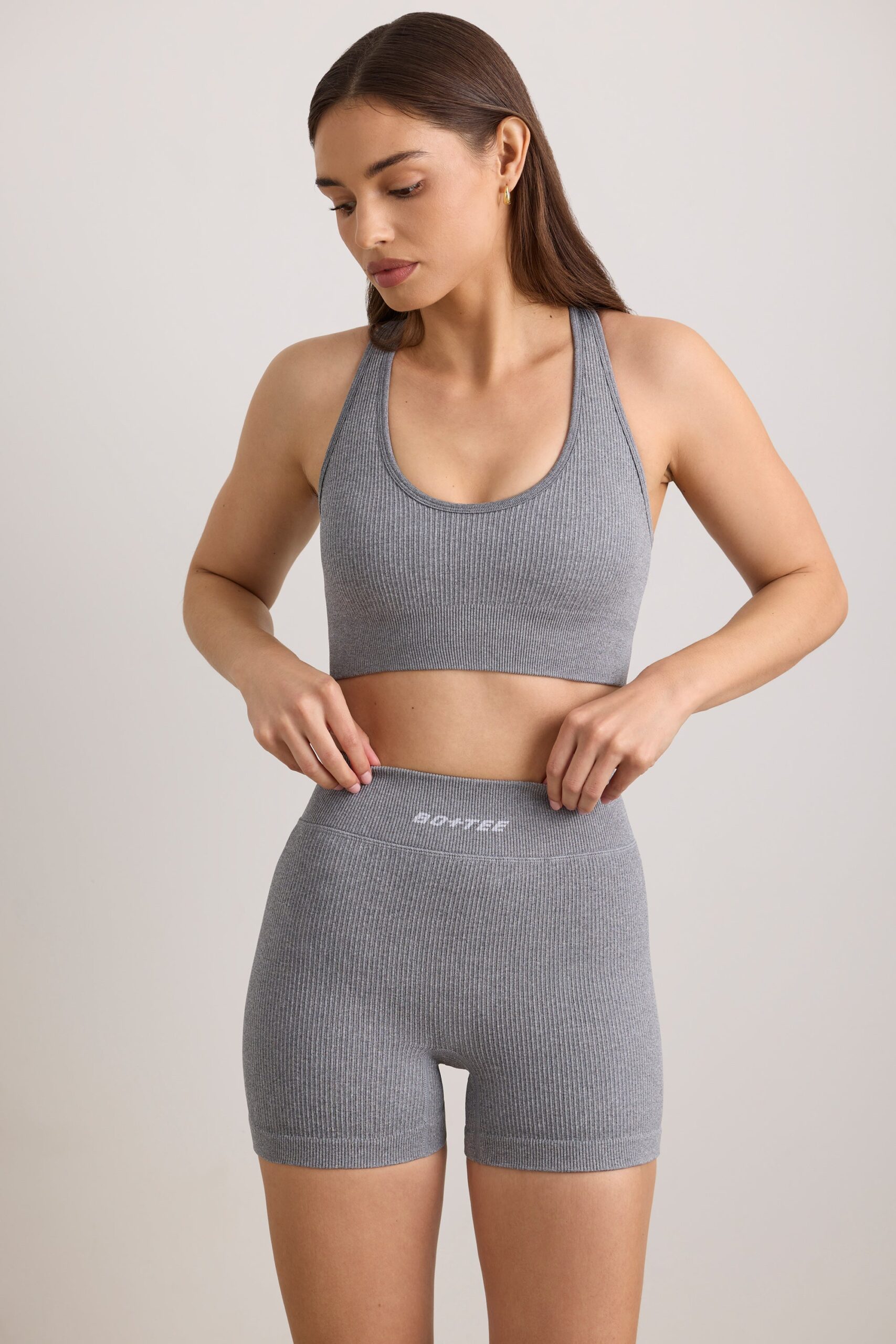 FlexiRib Mini Shorts in Grey Melange - Image 8