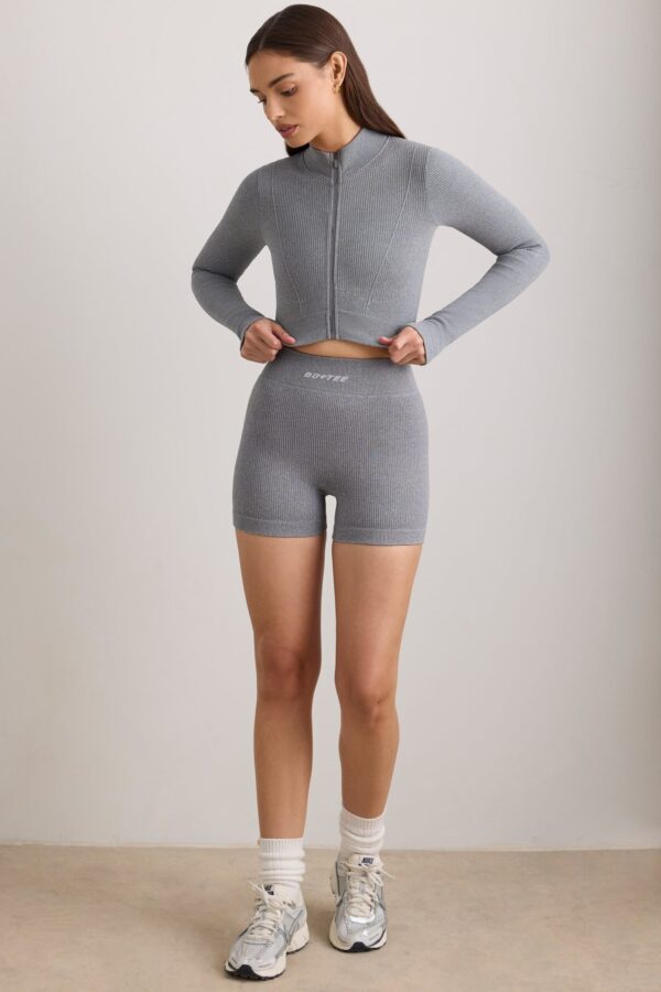 FlexiRib Cropped Jacket in Grey Melange - Image 6