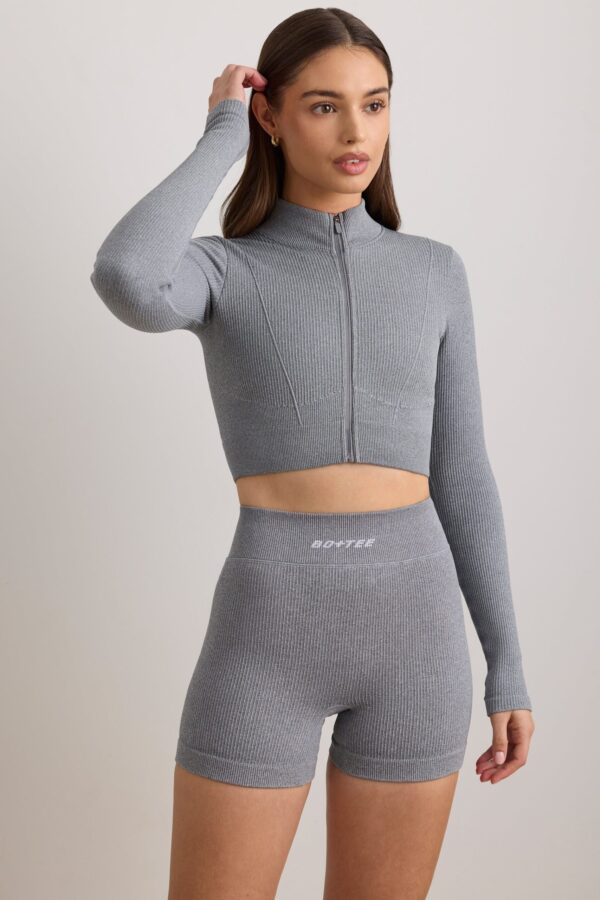FlexiRib Cropped Jacket in Grey Melange - Image 7