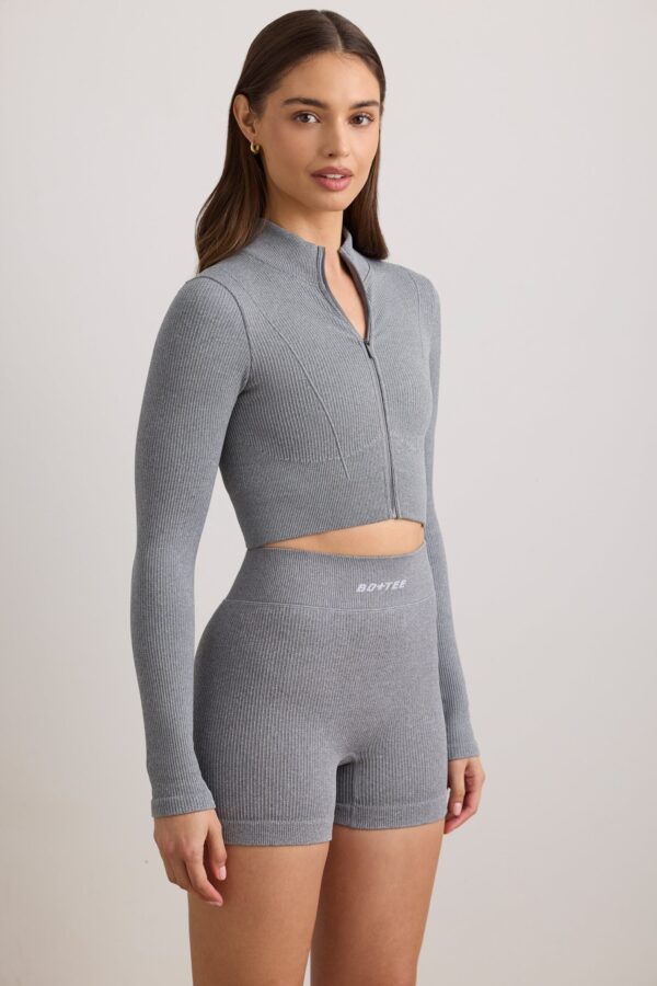 FlexiRib Cropped Jacket in Grey Melange - Image 5