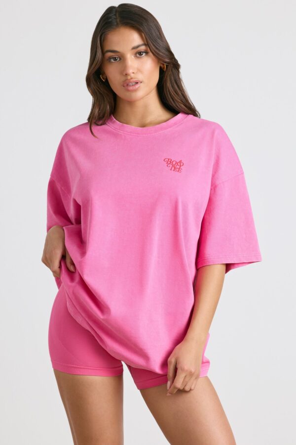Oversized Short-Sleeve T-shirt in Hot Pink - Image 8
