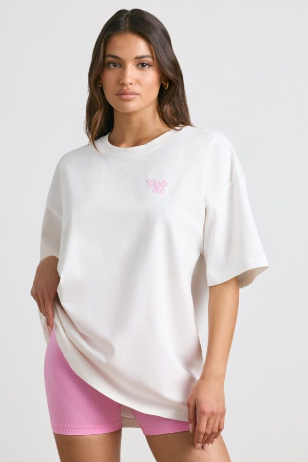 Oversized Short-Sleeve T-shirt in White - Image 2