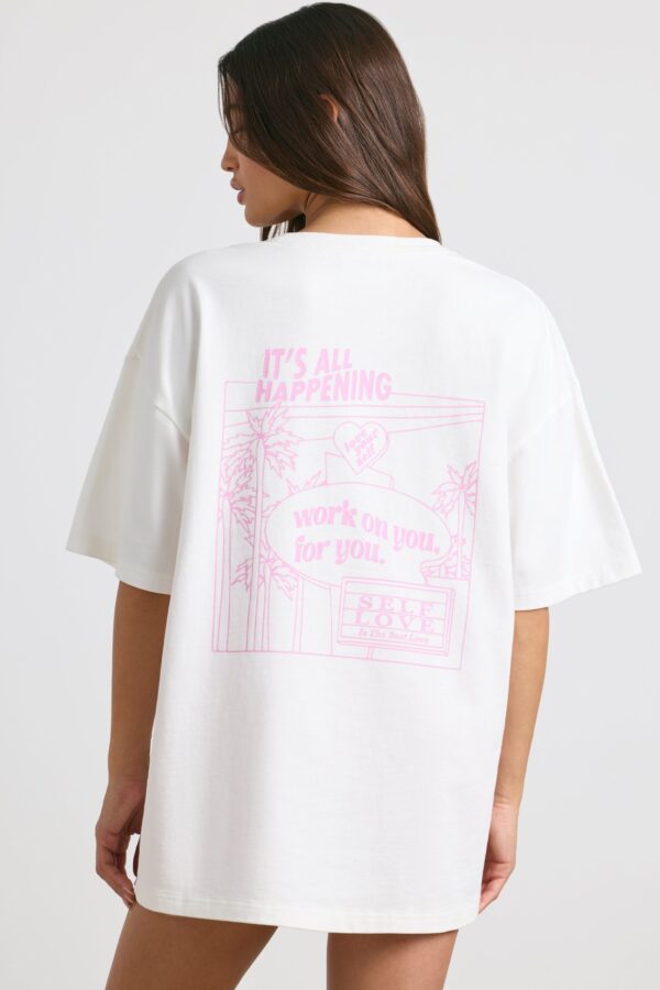Oversized Short-Sleeve T-shirt in White - Image 8
