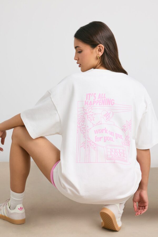 Oversized Short-Sleeve T-shirt in White - Image 9