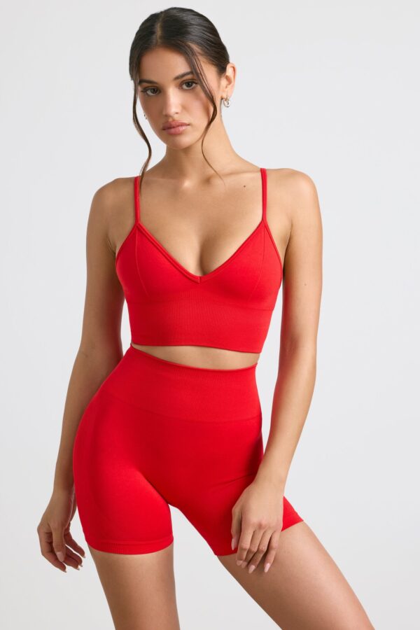High-Waist Define Luxe Mini Shorts in Red - Image 5