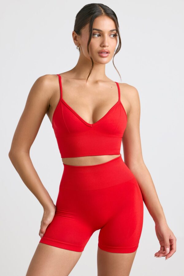 High-Waist Define Luxe Mini Shorts in Red - Image 6