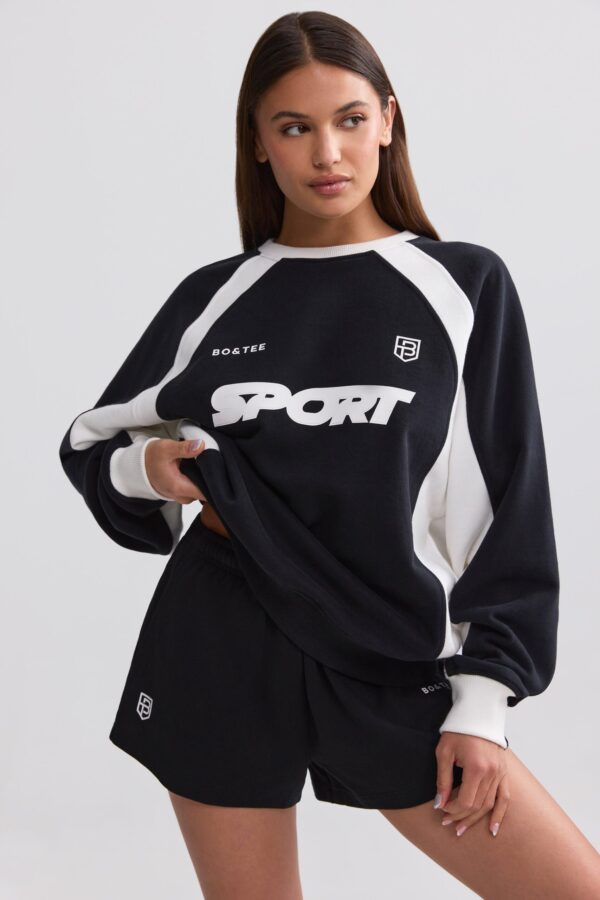 Oversized Colourblock Sweatshirt in Black - Image 5