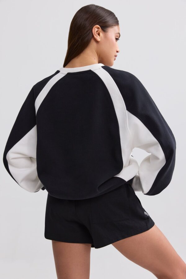 Oversized Colourblock Sweatshirt in Black - Image 2