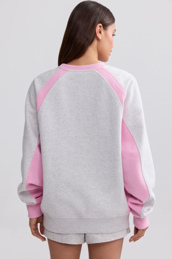 Oversized Colourblock Sweatshirt in Grey Marl - Image 2