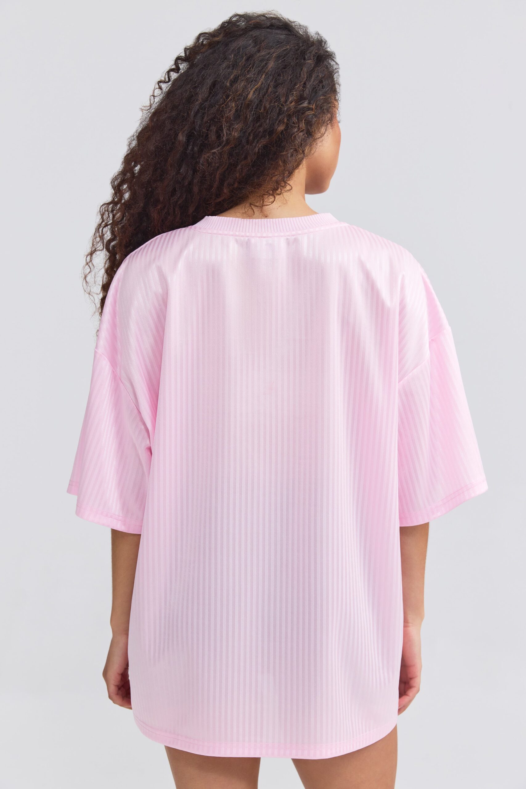 Oversized Piqué T-Shirt in Baby Pink - Image 2