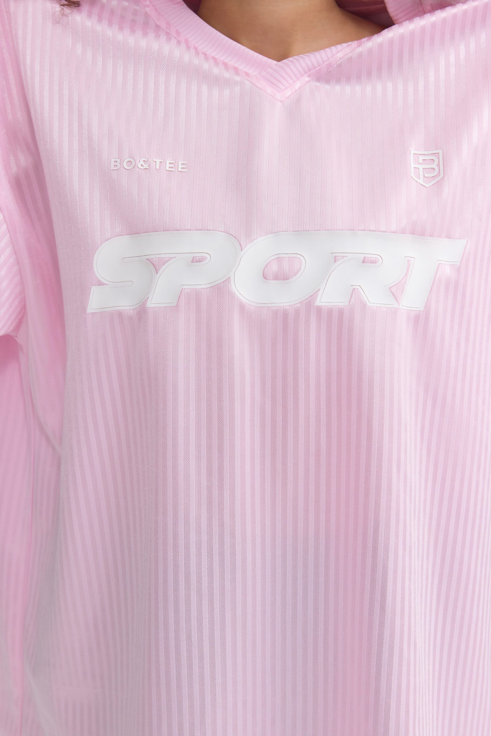 Oversized Piqué T-Shirt in Baby Pink - Image 4