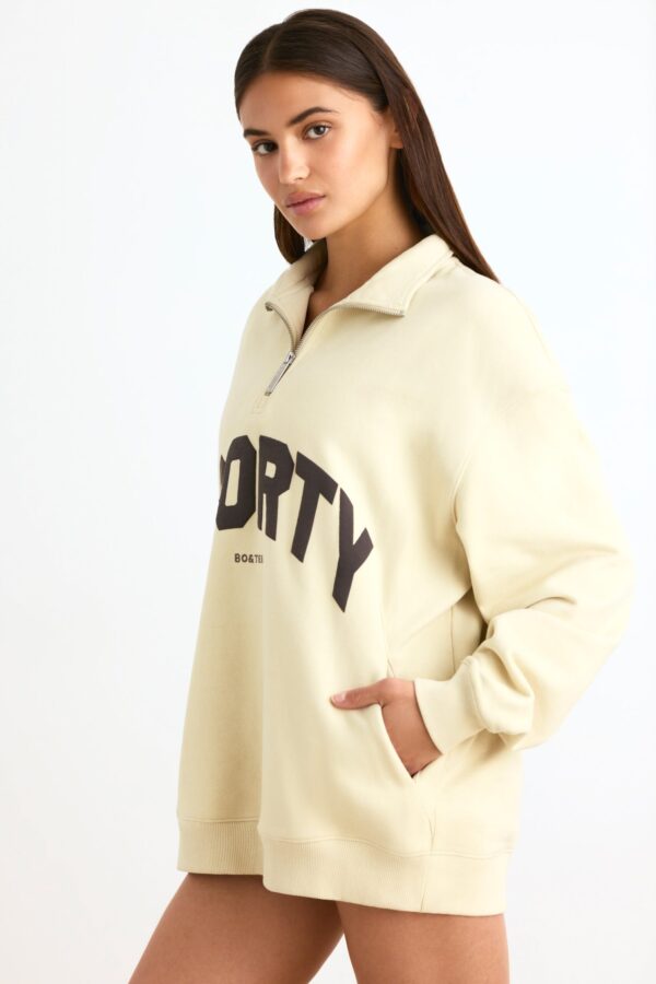 Quarter-Zip Sweatshirt in Bone - Image 3