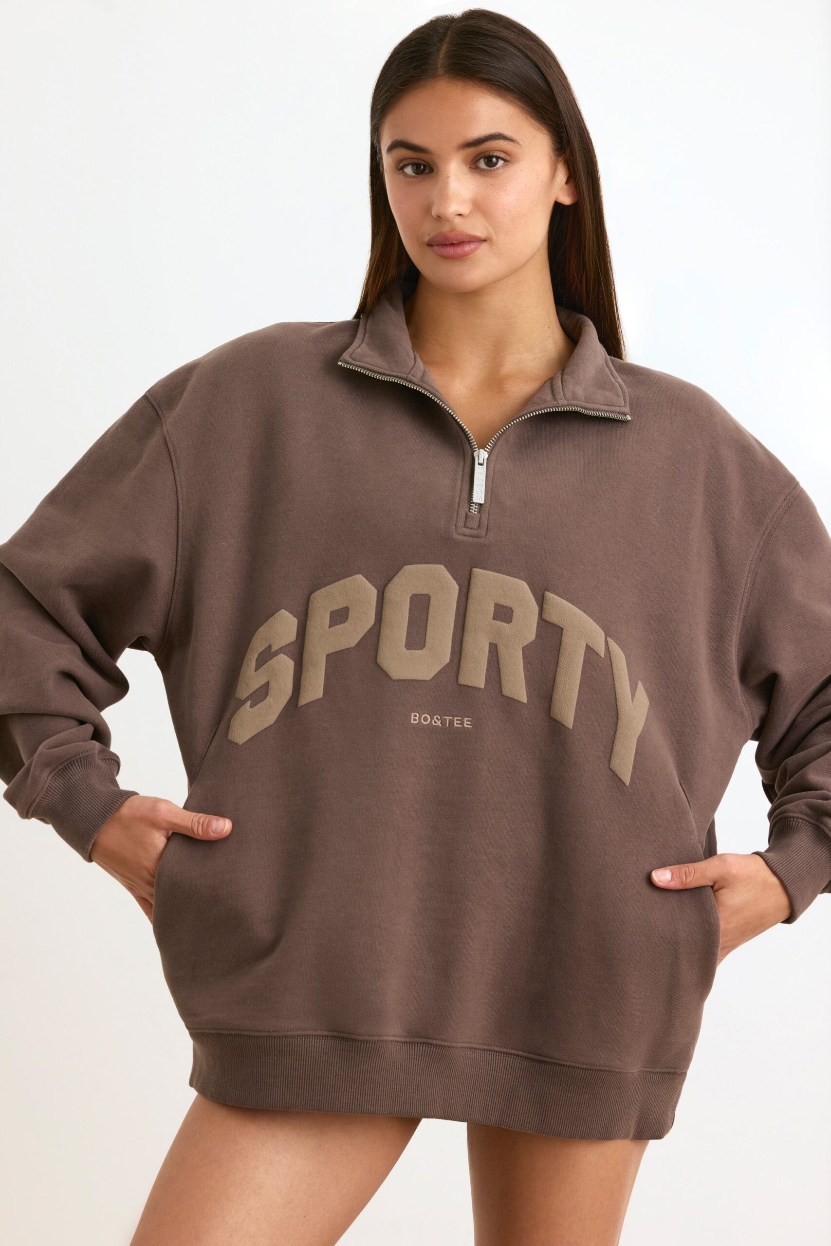 Quarter-Zip Sweatshirt in Espresso - Image 6