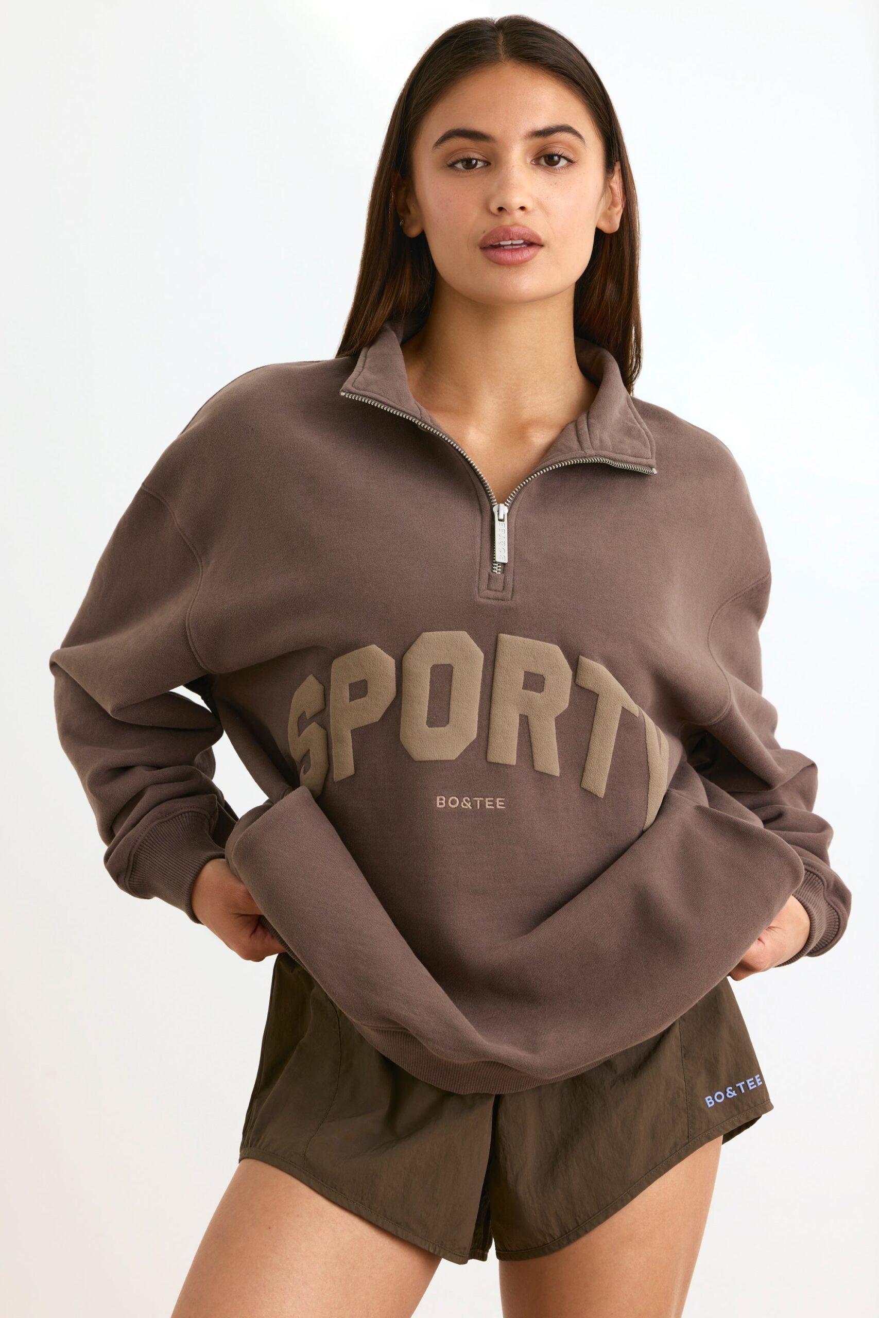 Quarter-Zip Sweatshirt in Espresso - Image 5