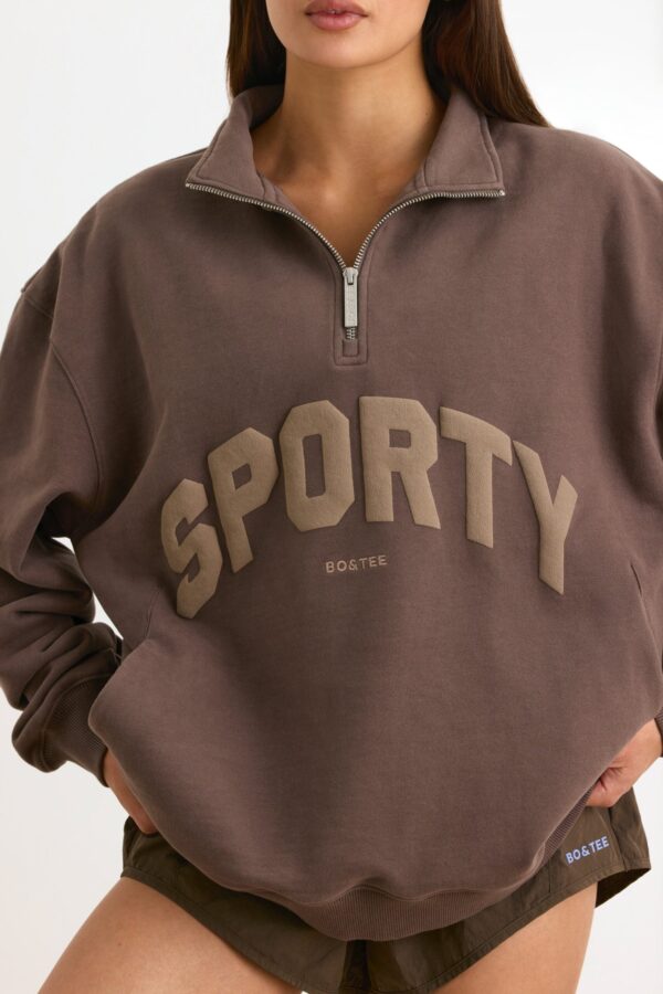 Quarter-Zip Sweatshirt in Espresso - Image 4