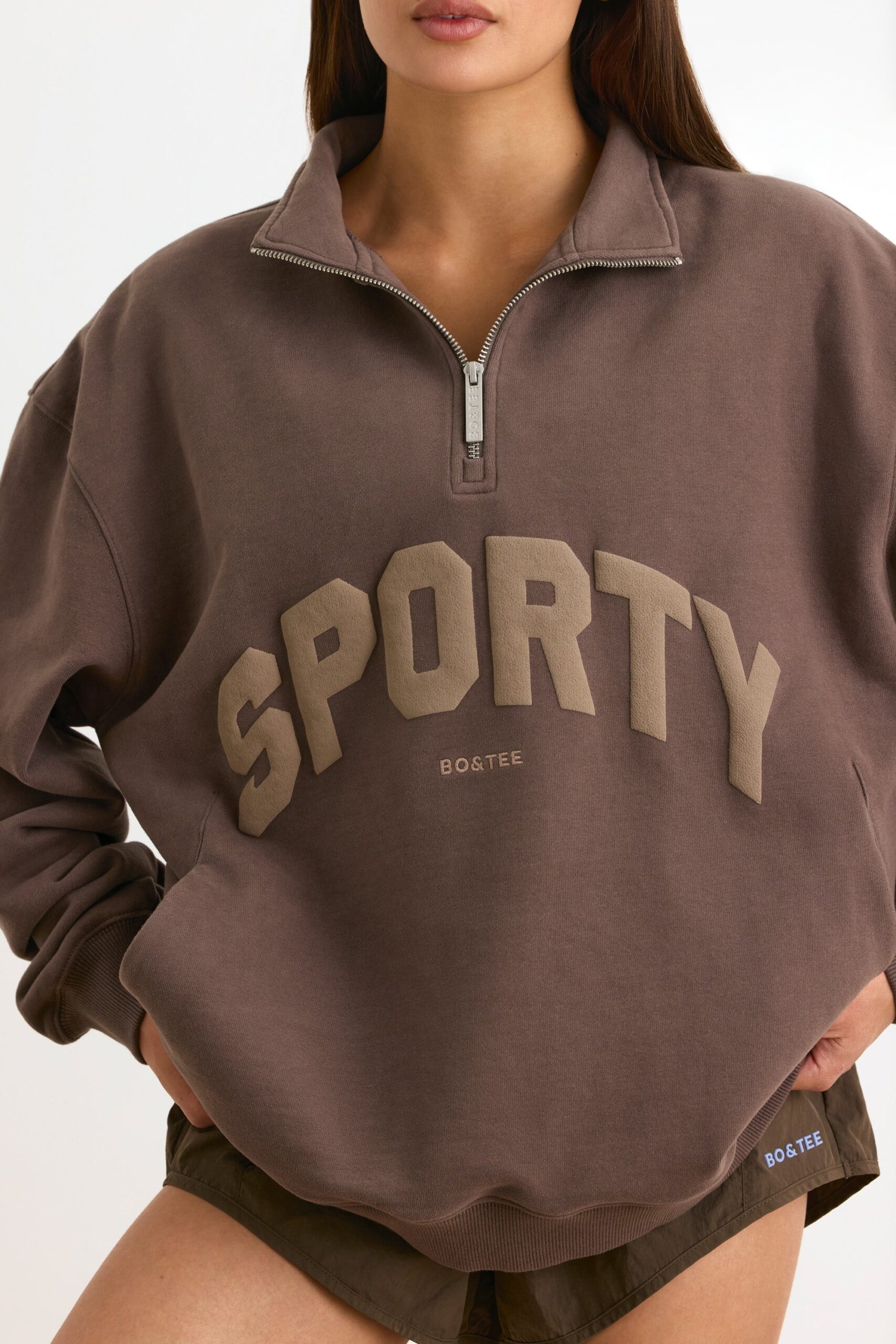 Quarter-Zip Sweatshirt in Espresso - Image 4