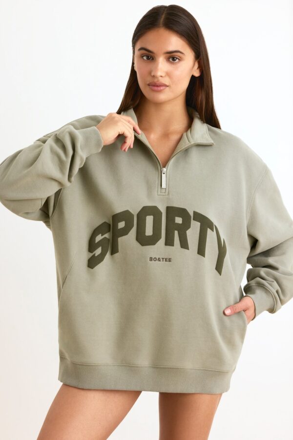 Quarter-Zip Sweatshirt in Mineral - Image 7