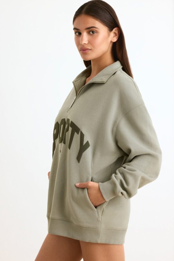 Quarter-Zip Sweatshirt in Mineral - Image 3