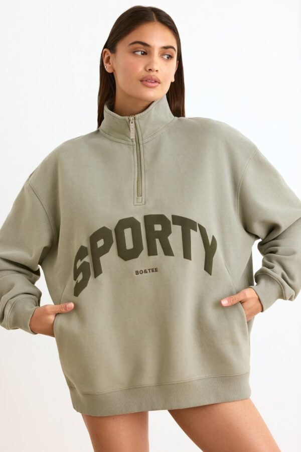 Quarter-Zip Sweatshirt in Mineral - Image 5