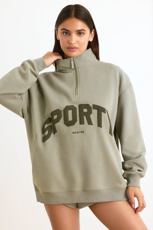 Quarter-Zip Sweatshirt in Mineral - Image 6