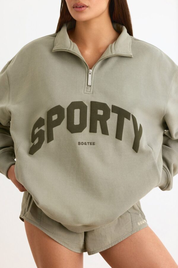Quarter-Zip Sweatshirt in Mineral - Image 4