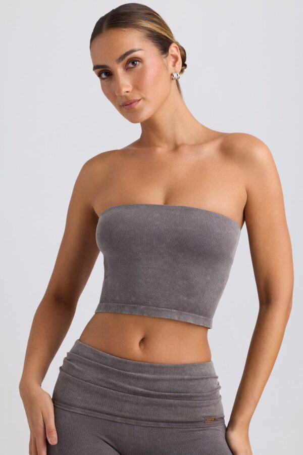 Bandeau Crop Top in Washed Charcoal - Image 6