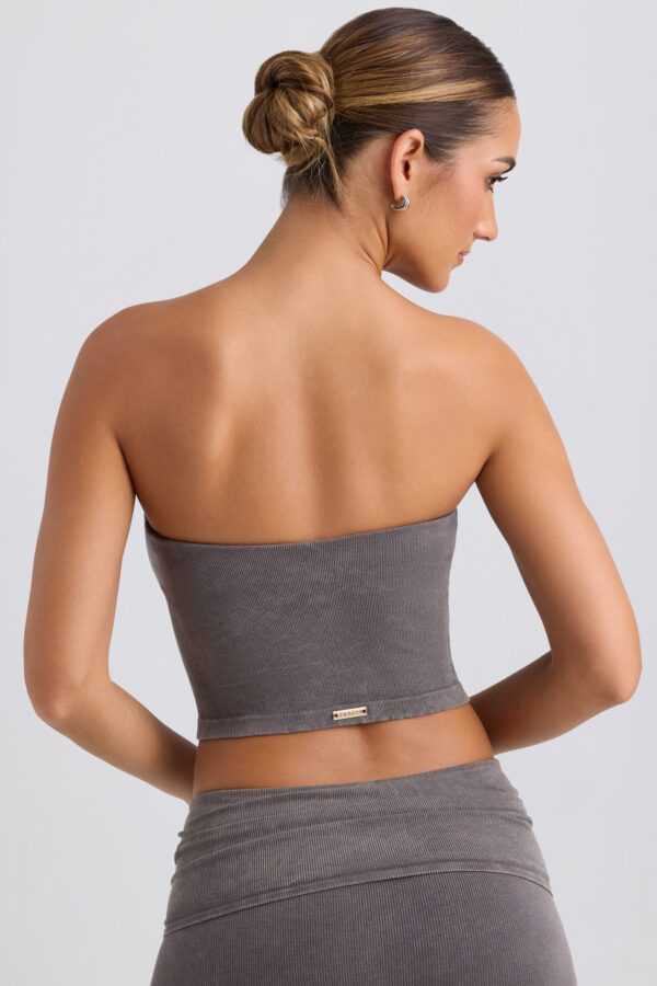 Bandeau Crop Top in Washed Charcoal - Image 2