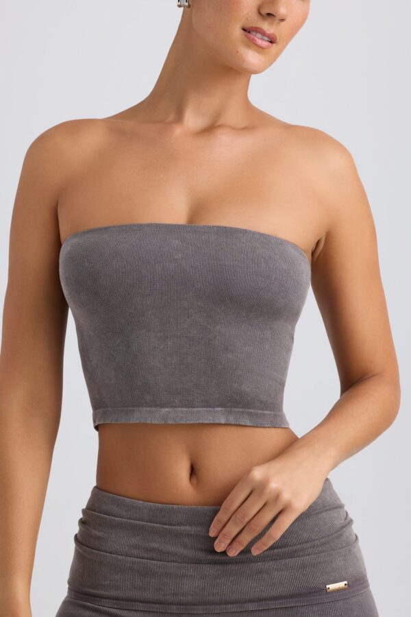 Bandeau Crop Top in Washed Charcoal - Image 4