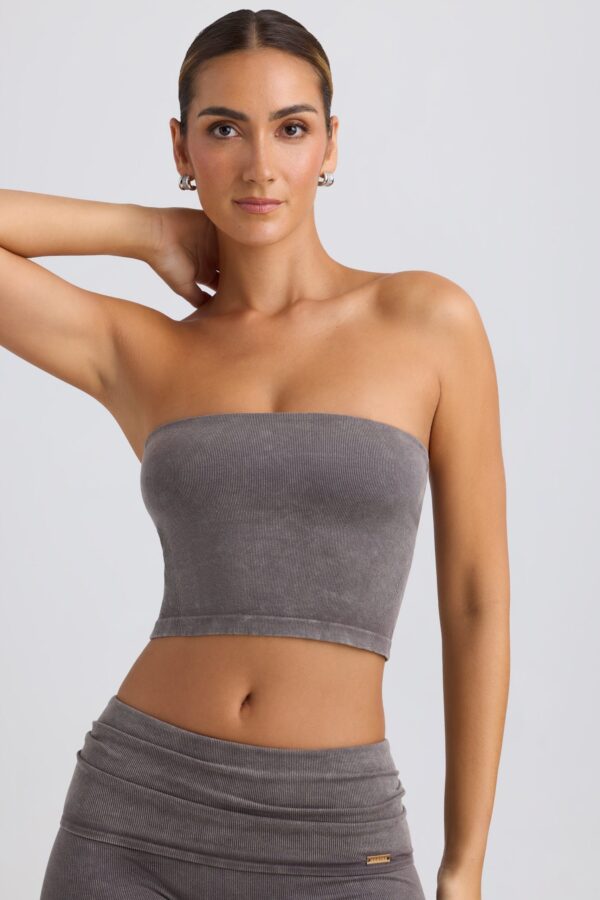 Bandeau Crop Top in Washed Charcoal - Image 5
