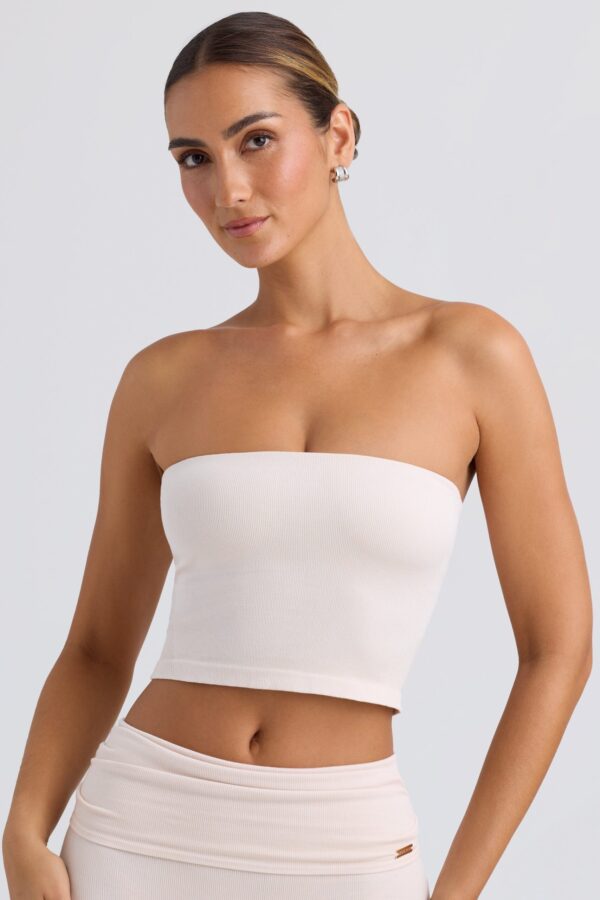 Bandeau Crop Top in Washed Cream - Image 4