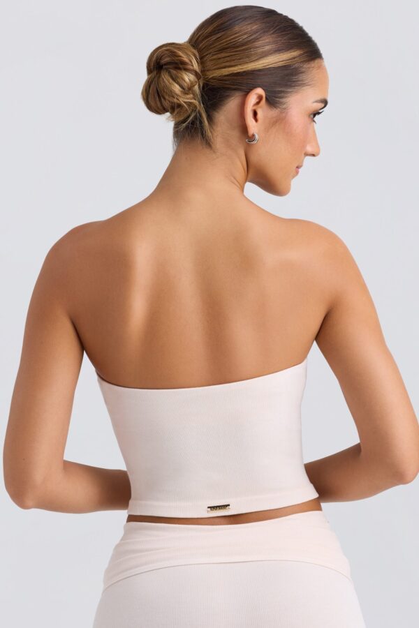 Bandeau Crop Top in Washed Cream - Image 2