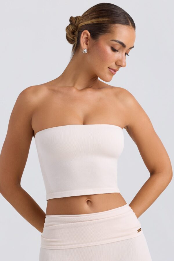 Bandeau Crop Top in Washed Cream - Image 6