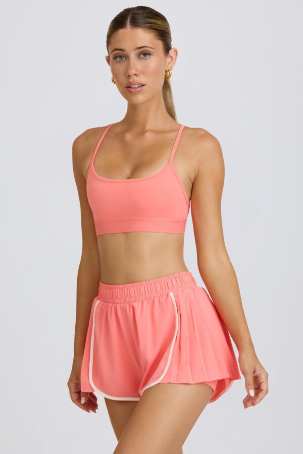 Pleated Mini Shorts in Coral - Image 5