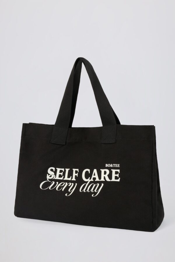 Oversized Canvas Tote Bag in Black - Image 3
