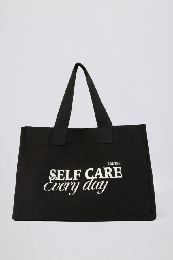 Oversized Canvas Tote Bag in Black - Image 6