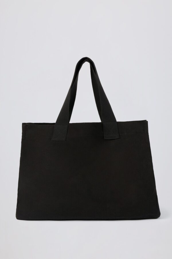 Oversized Canvas Tote Bag in Black - Image 2