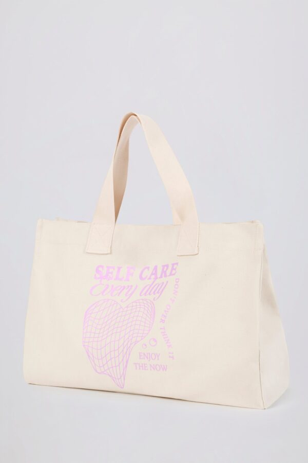Oversized Canvas Tote Bag in Eggshell - Image 3