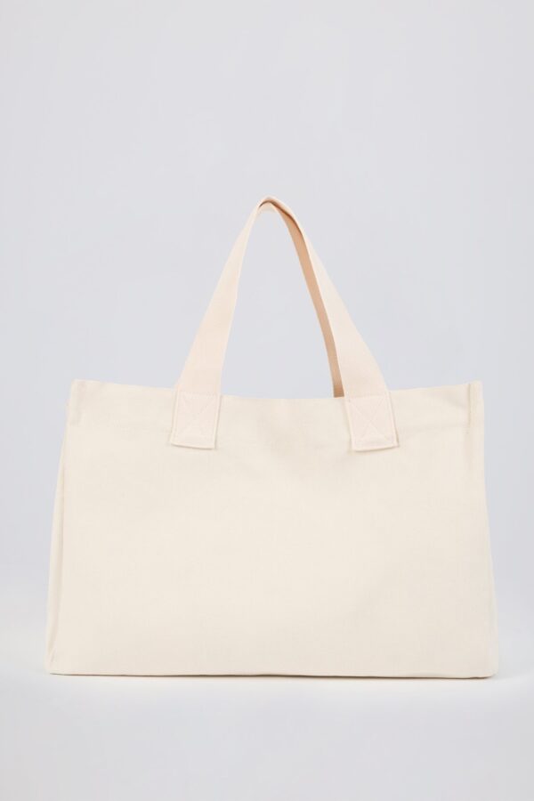 Oversized Canvas Tote Bag in Eggshell - Image 2
