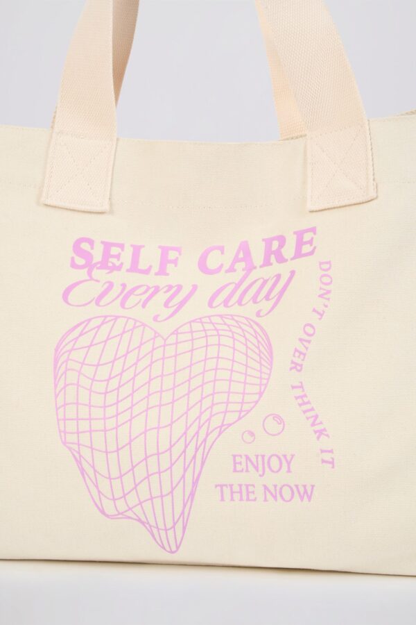 Oversized Canvas Tote Bag in Eggshell - Image 4