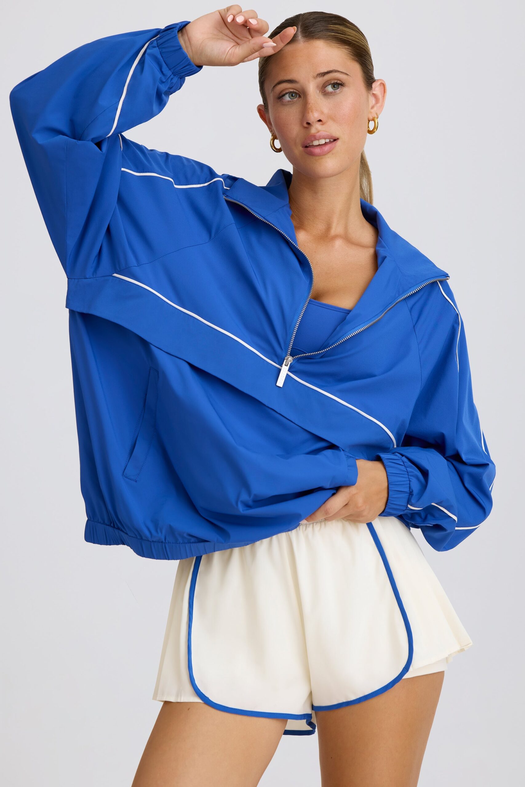 Oversized Track Jacket in Cobalt - Image 5