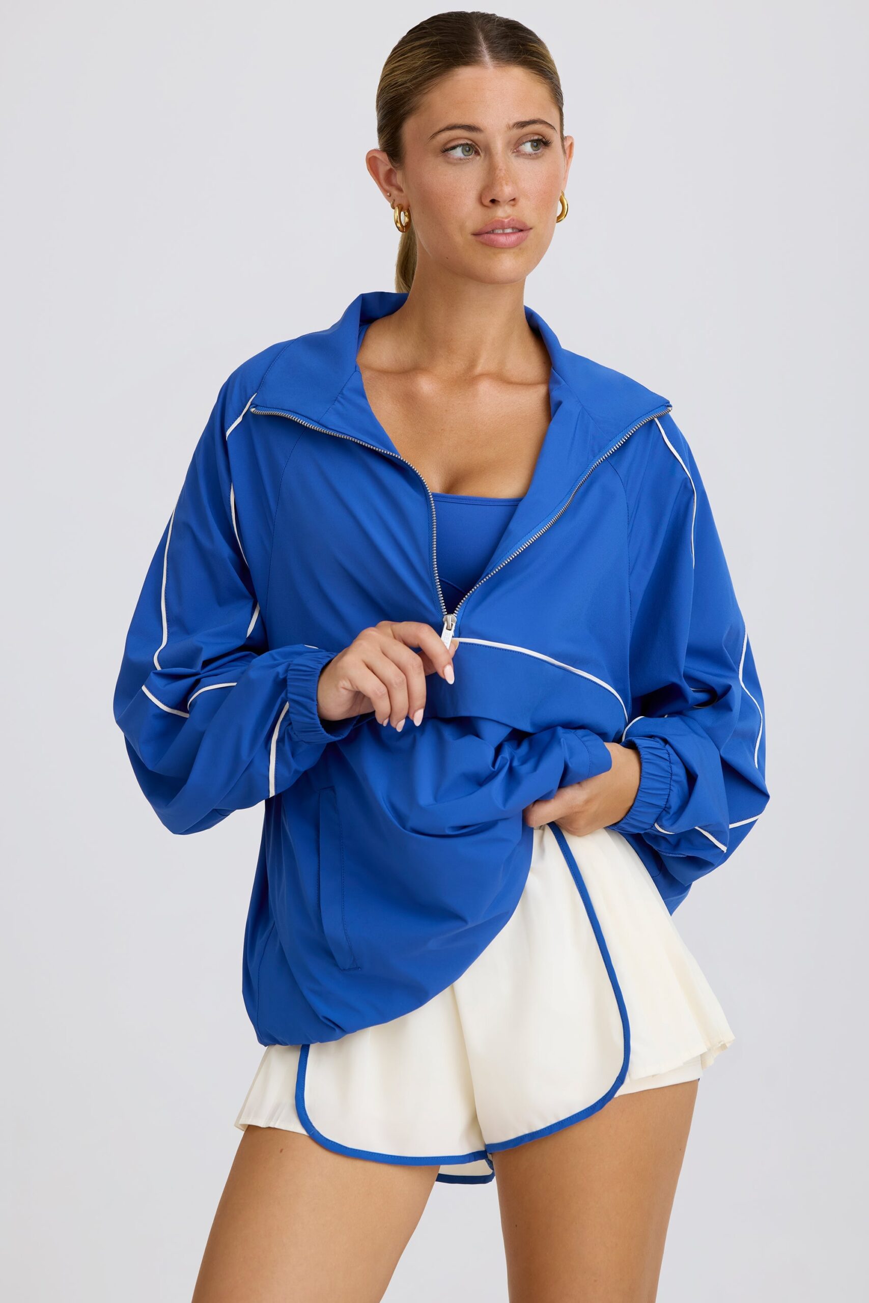 Oversized Track Jacket in Cobalt - Image 6