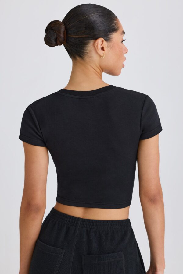 Graphic-Print Cropped T-Shirt in Black - Image 2