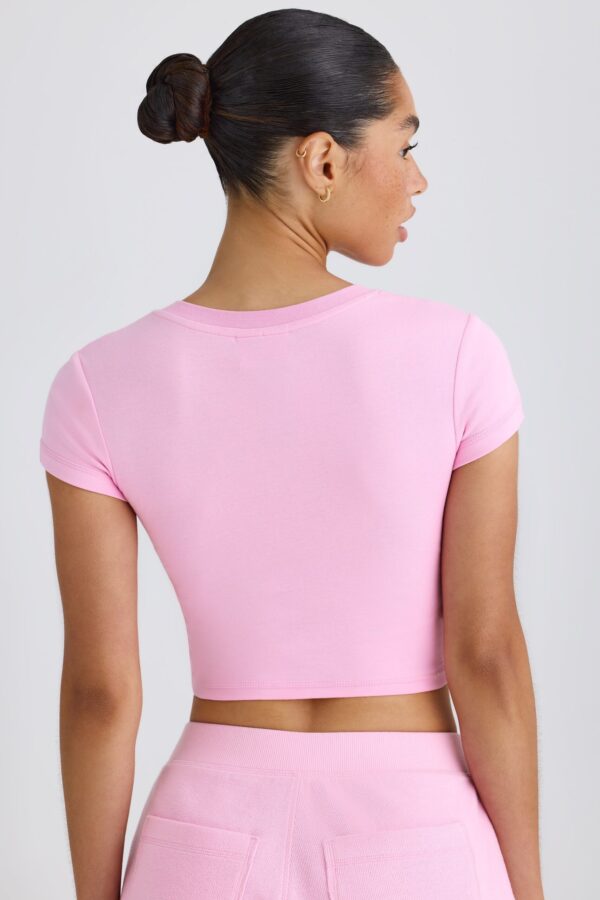 Graphic-Print Cropped T-Shirt in Bubblegum Pink - Image 2