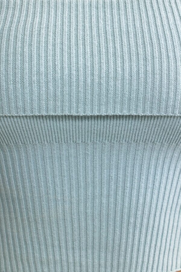 Bandeau Chunky Knit Crop Top in Dusty Teal - Image 5