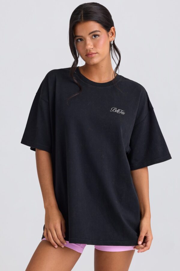 Oversized Short-Sleeve T-Shirt in Black - Image 4