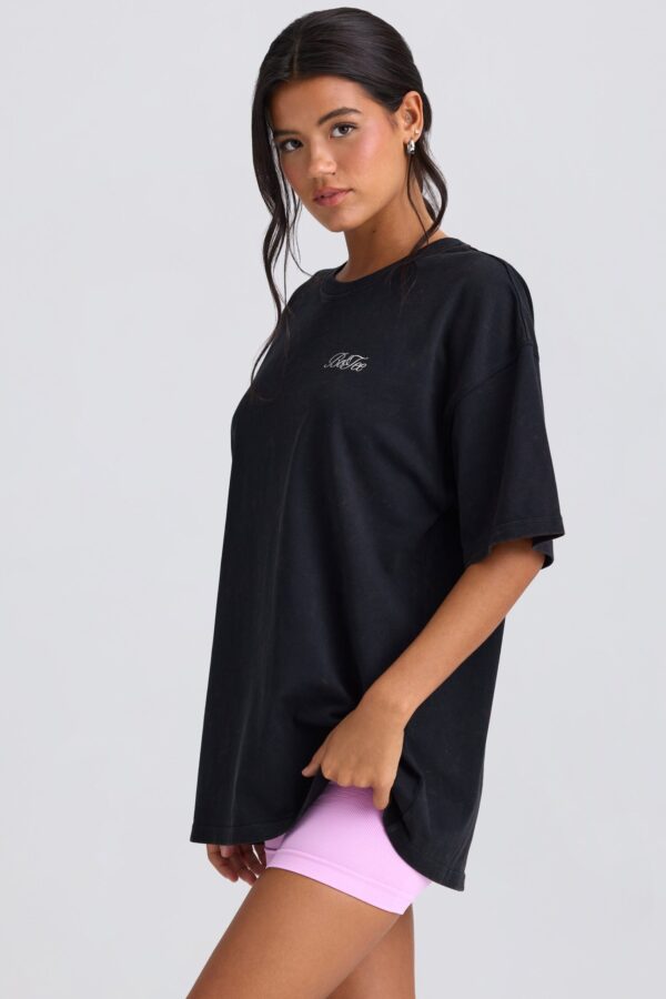 Oversized Short-Sleeve T-Shirt in Black - Image 3