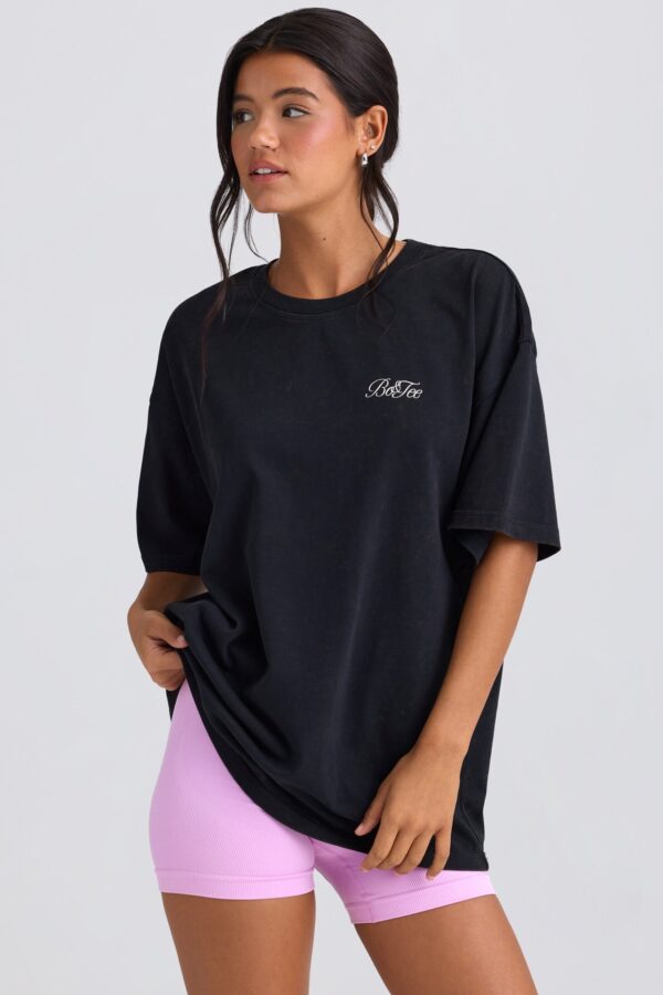Oversized Short-Sleeve T-Shirt in Black - Image 5
