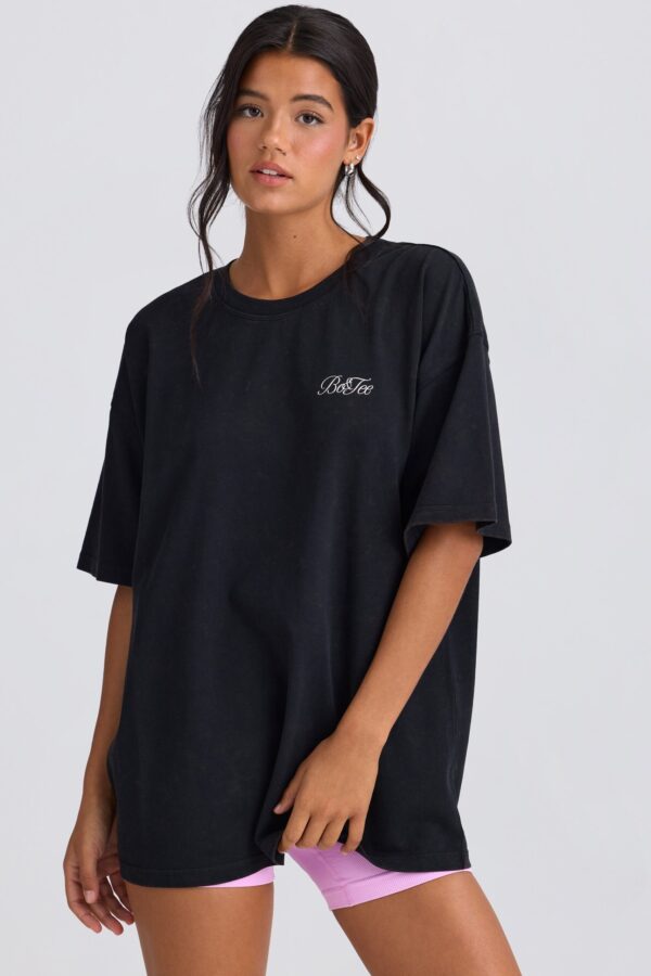 Oversized Short-Sleeve T-Shirt in Black - Image 2