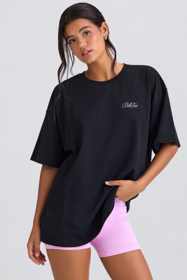 Oversized Short-Sleeve T-Shirt in Black - Image 7
